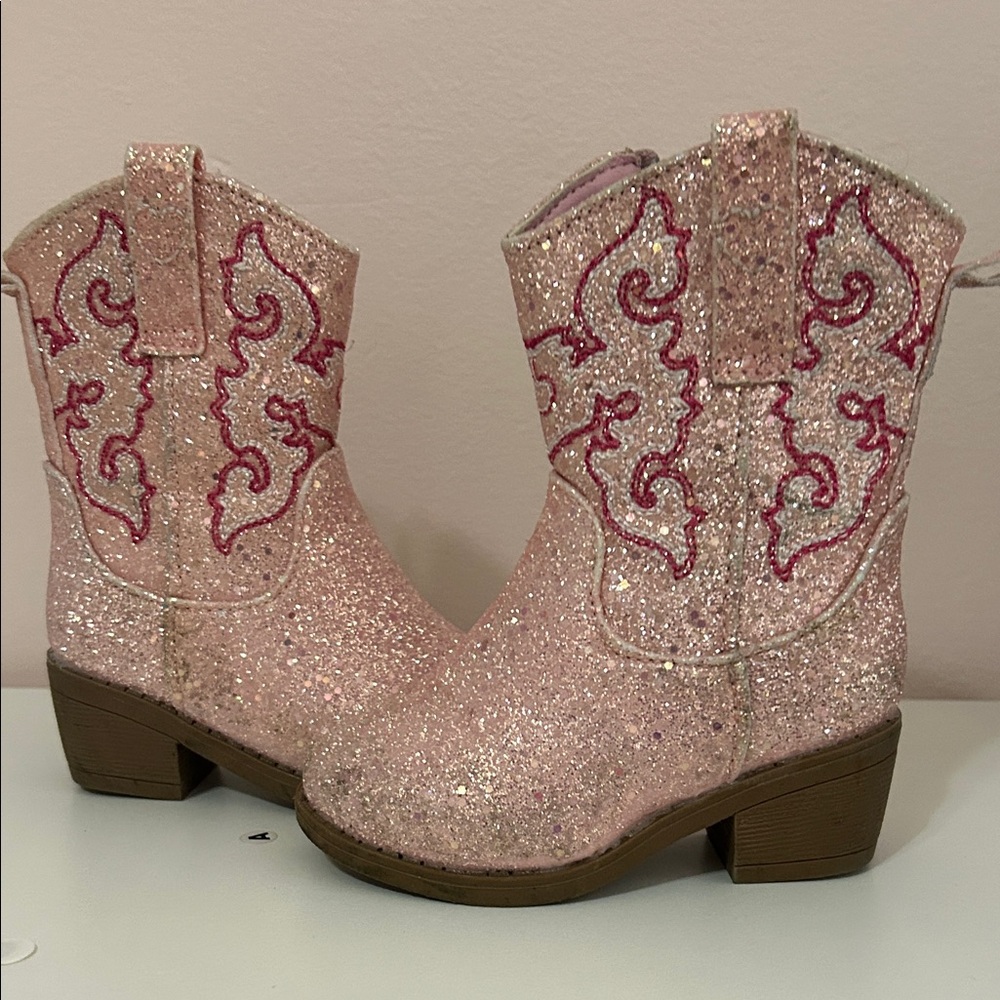Sparkly Pink Kids Cowboy Boots